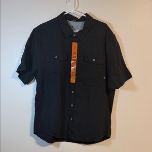 Men's Black Short Sleeve Button Down Shirt